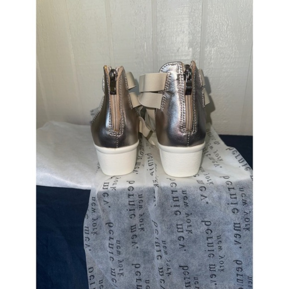 Bernie Mev New York Metallic Pewter Elastic Strap Platform Sandals Size 41 - Picture 6 of 7